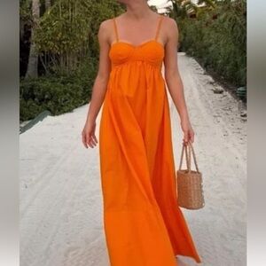 FARM Rio Orange cotton Maxi Dress M